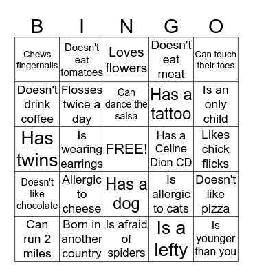 Human Bingo Card