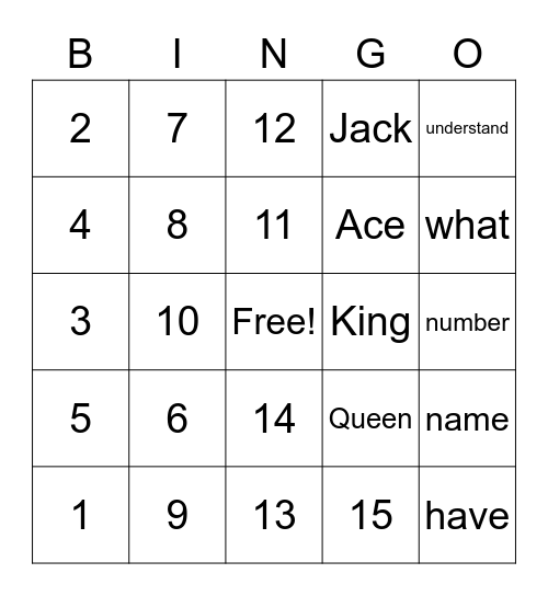 ASL Bingo Card