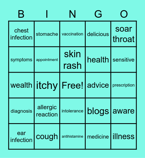 Health Blog Bingo Card