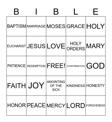 BIBLE BINGO Card