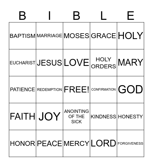 BIBLE BINGO Card