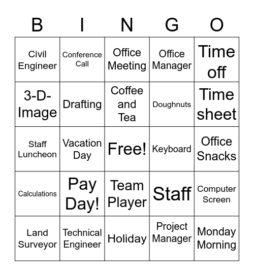 Engineering Bingo Card