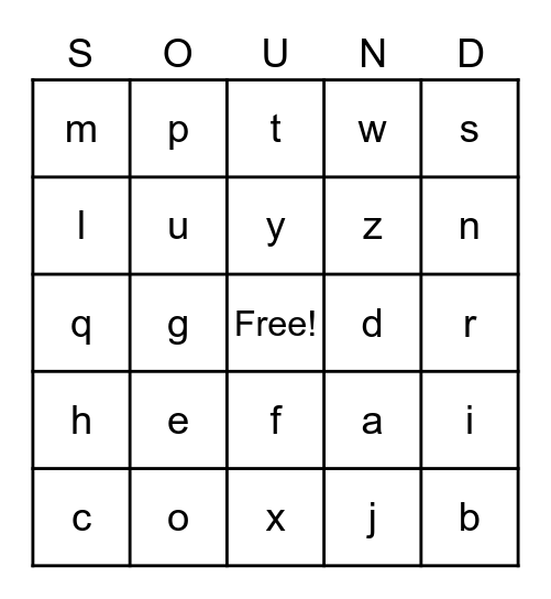 Sound Bingo! Bingo Card