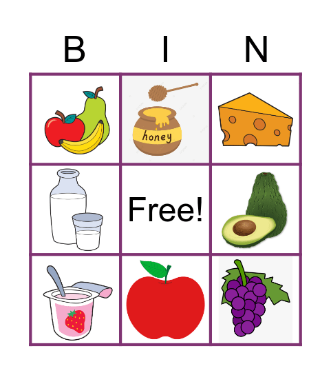 Food1 Bingo Card