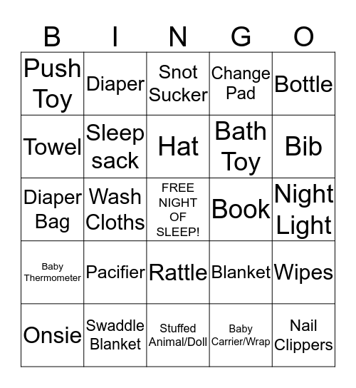 Baby Fraser Bingo Card