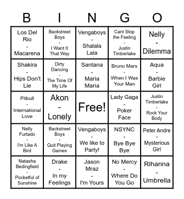 Muscial Bingo! Bingo Card