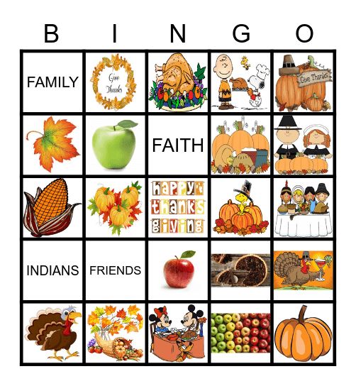 THANKSGIVING Bingo Card