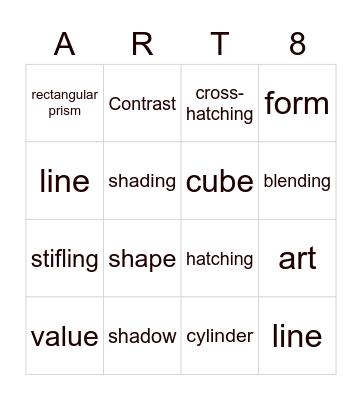 Art Vocab Bingo Card