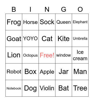 BINGO ALPHABET CARD Bingo Card