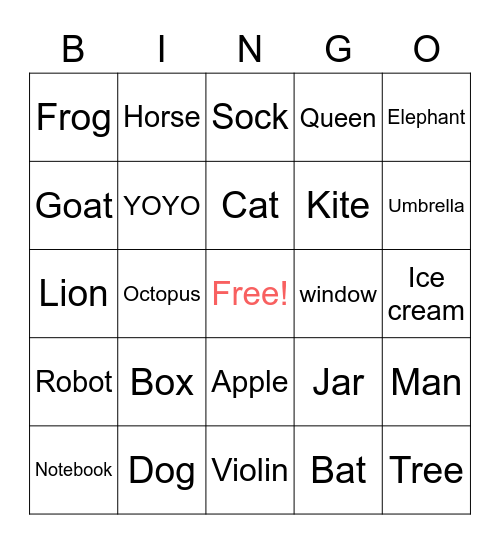 BINGO ALPHABET CARD Bingo Card