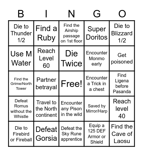The 7th Saga (Randomizer) - Bingo TESTING Bingo Card