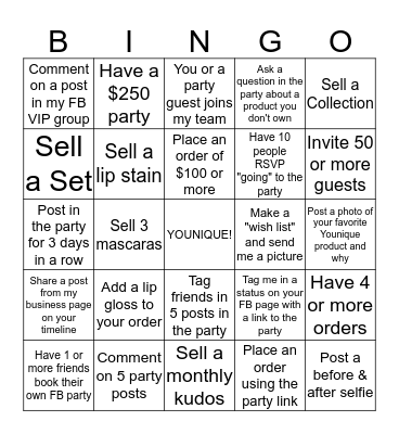 Hostess BINGO Challenge!!! Bingo Card
