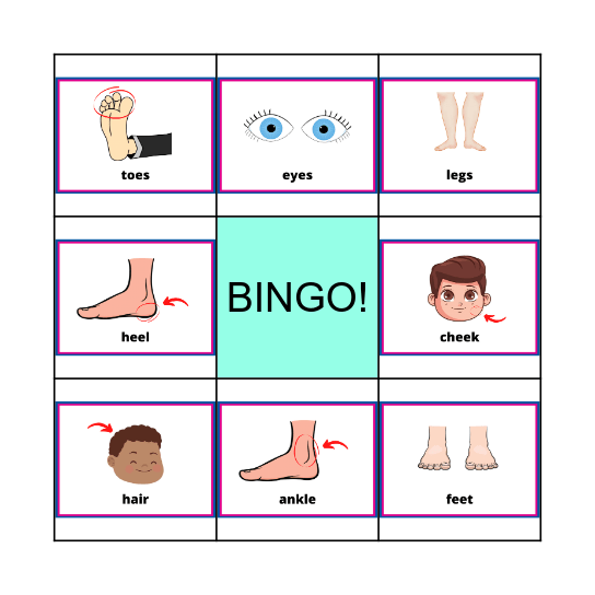 Body Parts Bingo Card