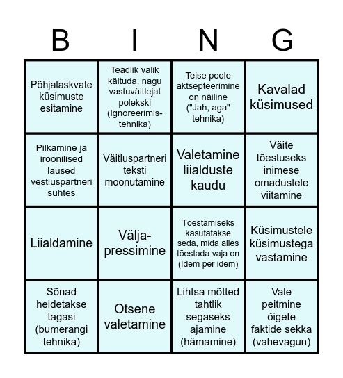 Demagoogia Bingo Card