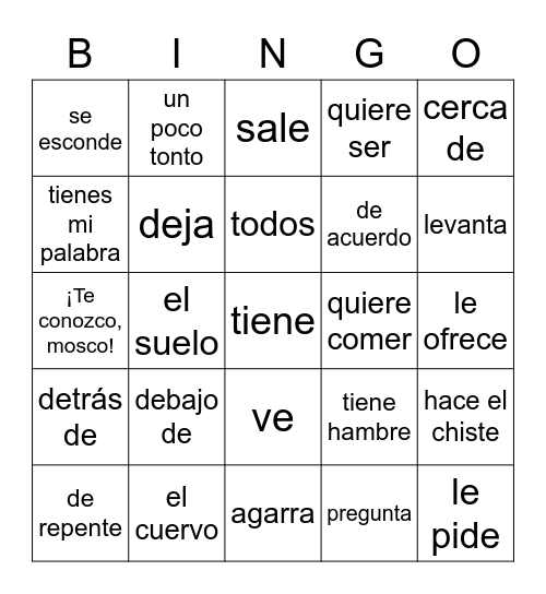 El coyote y el cuervo Bingo Card