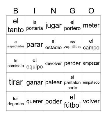 El Fútbol Bingo Card