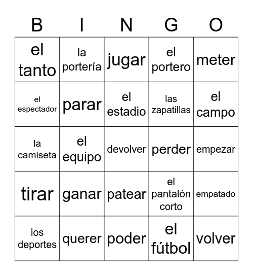 El Fútbol Bingo Card