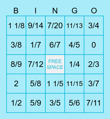 Adding and Subtracting Fractions Bingo Card