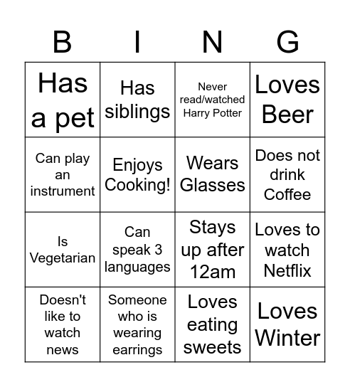 RUB Get together Bingo Card