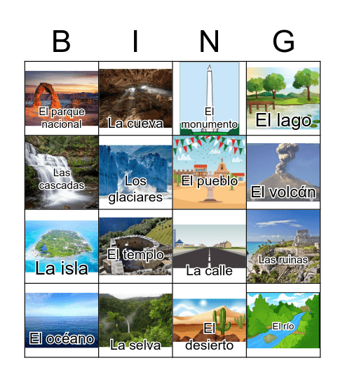 Geografía Vocabulario Bingo Card