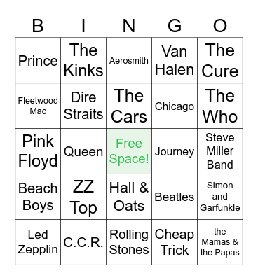 Rock N Bingo Card
