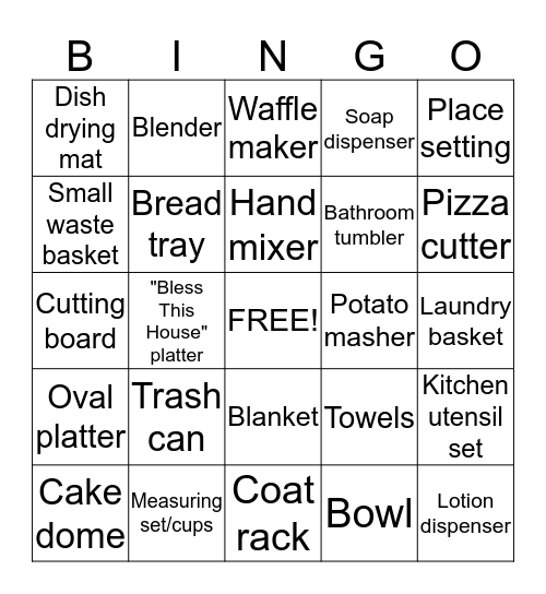 Danielle's Bridal Bingo Card