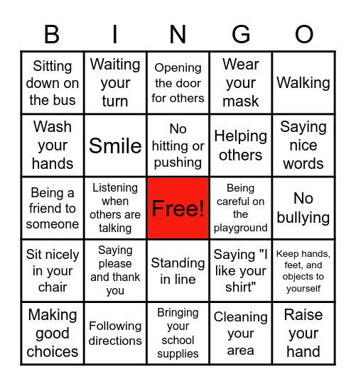 Be Attitude Bingo Card