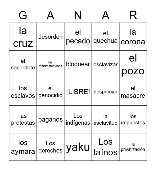 También la Lluvia Bingo Card