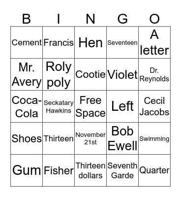 To Kill a Mockingbird Bingo Card