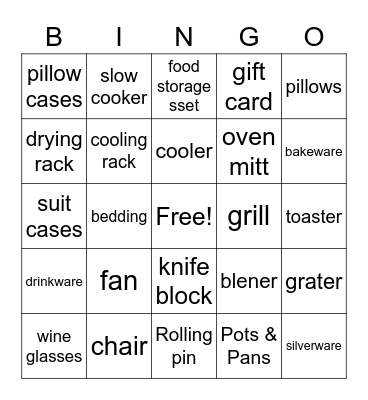 Bridal Shower Bingo Card