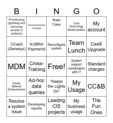 CUSTOMER SERVICE WEEK CAM Bingo Card