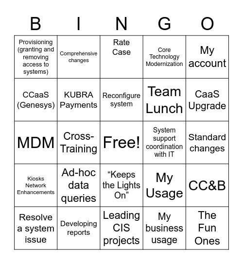 CUSTOMER SERVICE WEEK CAM Bingo Card