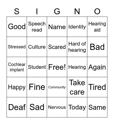 Signo Bingo Card