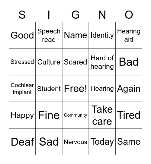 Signo Bingo Card
