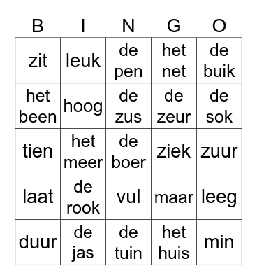 Thema 1 Bingo Card