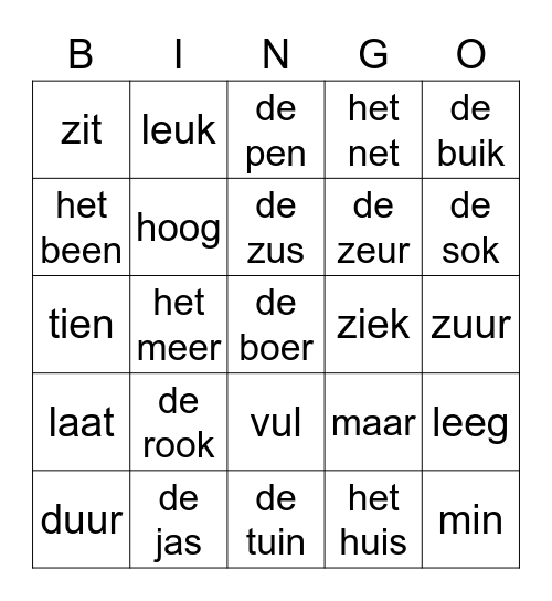 Thema 1 Bingo Card