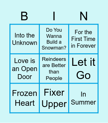 Frozen Bingo Card