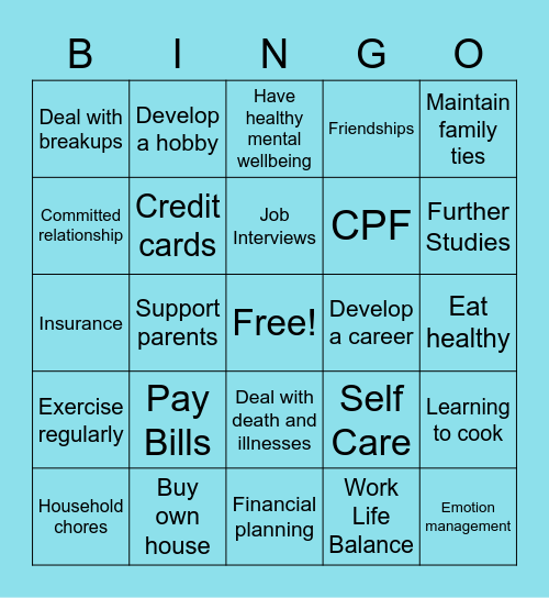 Adult know-how BINGO Card