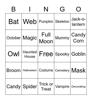 Halloween Bingo Card