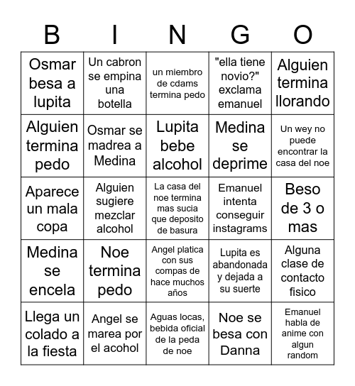 peda de noe Bingo Card