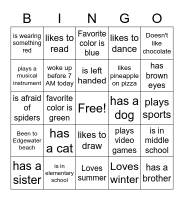 Bingo Board! Bingo Card