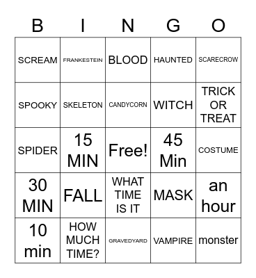 Halloween ASL Bingo Card