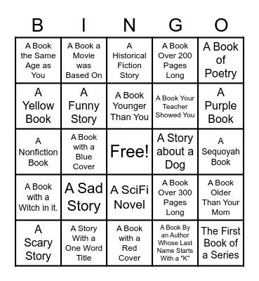 LIBRARY BOOK BINGO Card