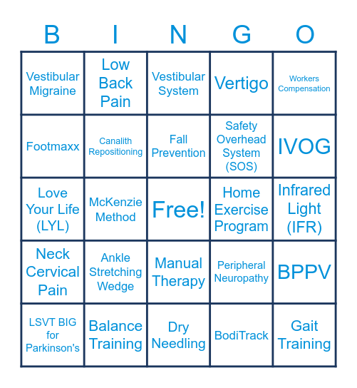 FYZICAL BINGO Card