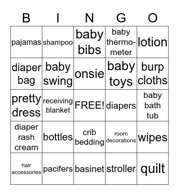 Steven and Krysi's Baby Shower Bingo!! Bingo Card