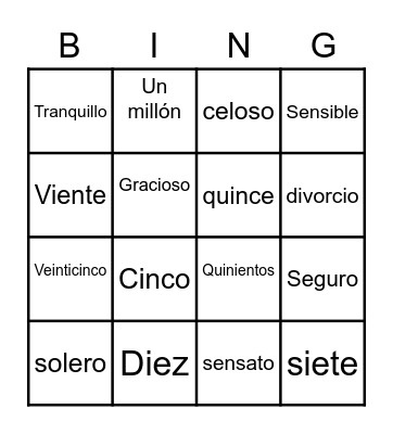 Bingo - Period 2 Spanish 3 - Mr. Gomar Bingo Card