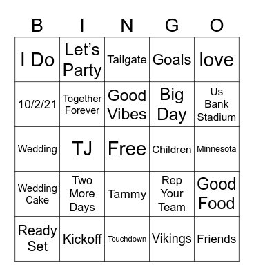 Ready Set I Do Bingo Card