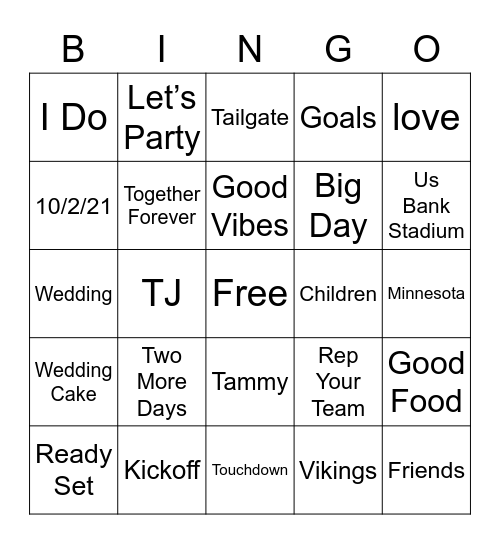 Ready Set I Do Bingo Card