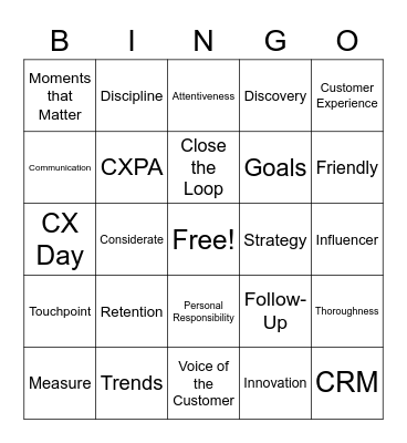 CX DAY 2021 BINGO Card