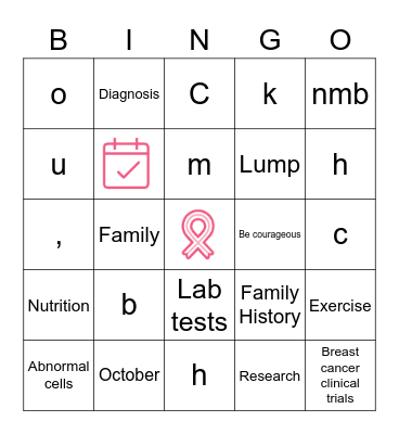Breast Cancer  Awareness 2021 Bingo Card